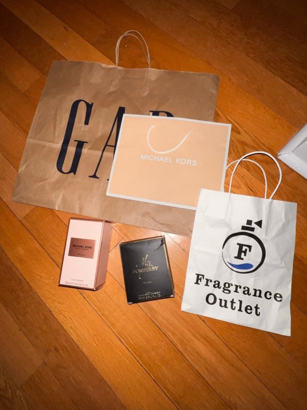 Designer store bags- 2 perfume boxes empty, will include 2 Michael kors bags.